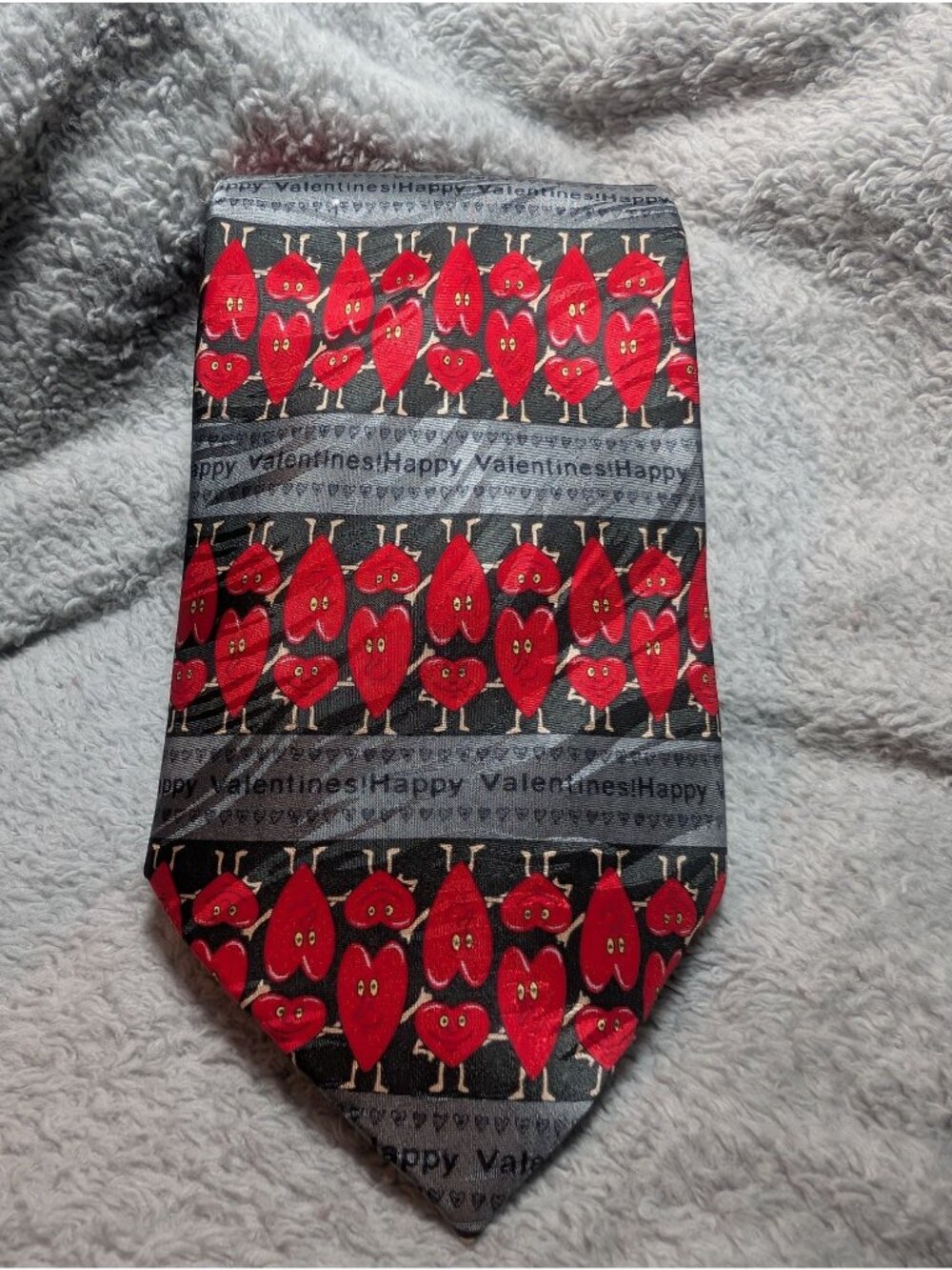 Keith Daniels Happy Valentines Day Novelty Tie With Red Hearts Design - Fun Gift